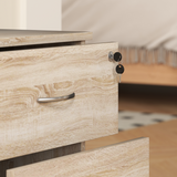 HOMCOM Mobile Pedestal Filing Cabinet with 2 Drawers, Lockable Top & Wheels – Office Storage, Oak Effect