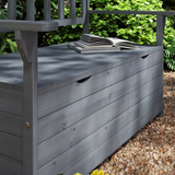 Outsunny 2-Seater Garden Storage Bench with Hidden 164L Compartment – Fir Wood Outdoor Seat, Dark Grey