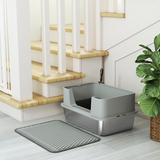 PawHut Stainless Steel Cat Litter Box with Scoop, High Sides & Snap-Lock Lid – Litter Tray for Cats up to 15kg, Grey