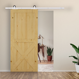 HOMCOM 6ft Modern Carbon Steel Sliding Barn Door Track Kit – Space-Saving Door Hardware, White