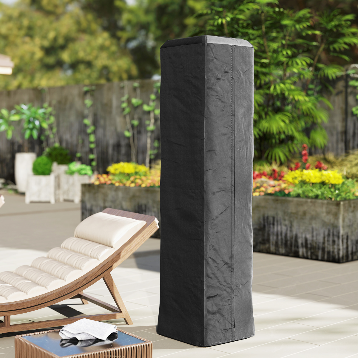 Outsunny Heavy Duty Pyramid Gas Patio Heater Cover with Zip, UPF 30+ Oxford Fabric – Weatherproof, Black