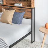 HOMCOM 5ft King Size Bed Frame with Storage Headboard – Under Bed Storage, Steel Frame
