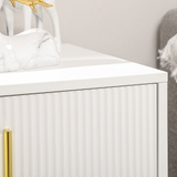 HOMCOM 3 Drawer Chest of Drawers with Ridged Front and Gold Accents – Bedroom Storage Cabinet, White