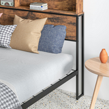 HOMCOM 4ft6 Double Metal Bed Frame with Storage Headboard & Under Bed Storage – Bedroom Furniture