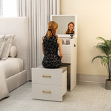 HOMCOM 3 in 1 Dressing Table with Flip-Up Mirror, Cushioned Stool and Drawers – Vanity Desk, White