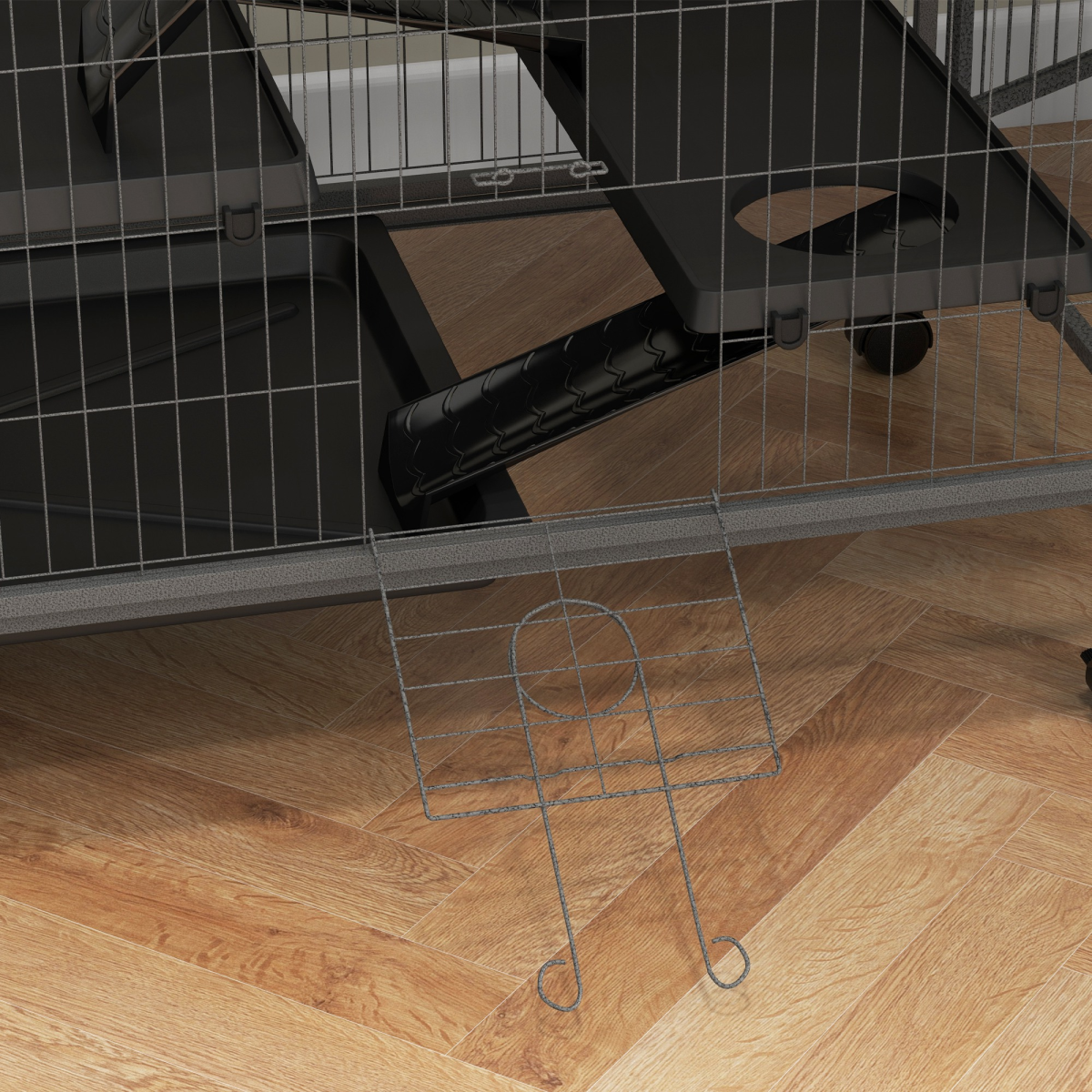 PawHut Multi-Level Small Animal Cage on Wheels with Hammock & Tray – Chinchilla, Ferret & Kitten Habitat, Grey