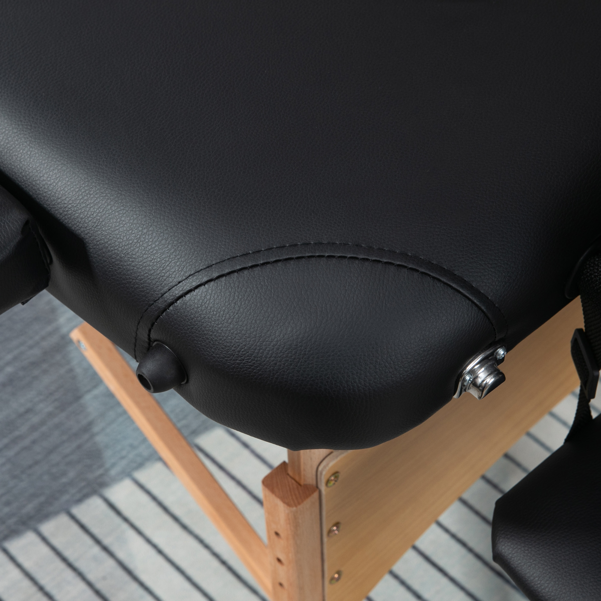 HOMCOM Portable Folding Massage Table with 2 Sections & Adjustable Height – Spa Beauty Bed, Black