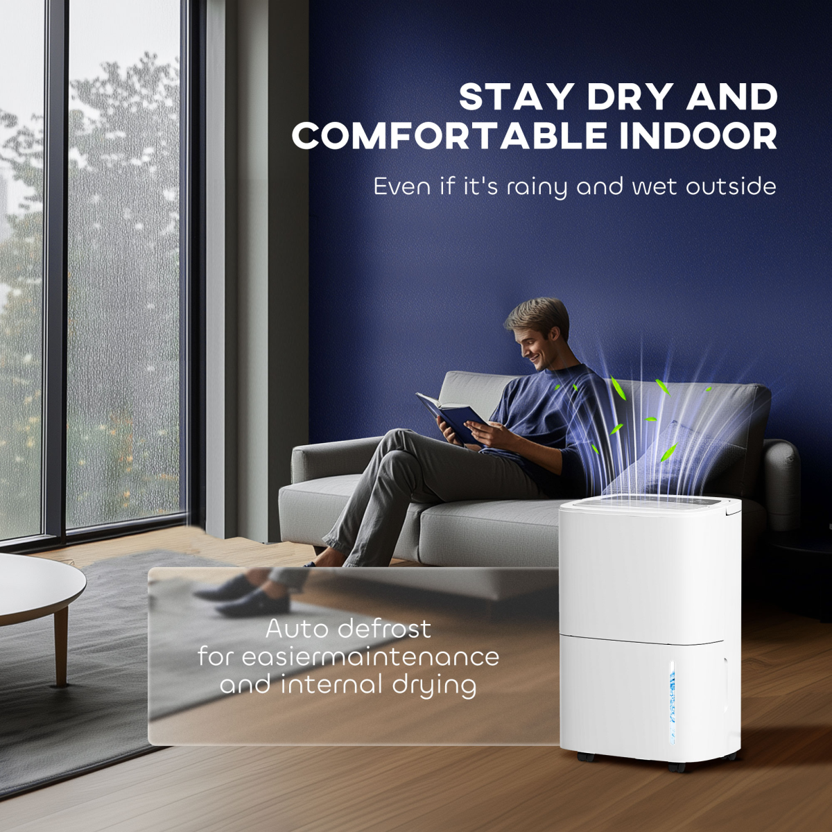 HOMCOM 20L/Day Dehumidifier with Continuous Drainage, 5L Tank, LED Display & Timer – Basements & Laundry Rooms