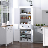 HOMCOM Colonial Freestanding Kitchen Pantry Cabinet with Adjustable Shelves – White