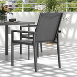 Outsunny 5-Piece Garden Dining Set with Tempered Glass Table and 4 Mesh Chairs – Patio Furniture, Grey