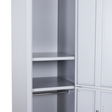 Vinsetto 1.8m Lockable Steel Locker Cabinet with 2 Compartments and Shelves – Office, Gym and Garage Storage