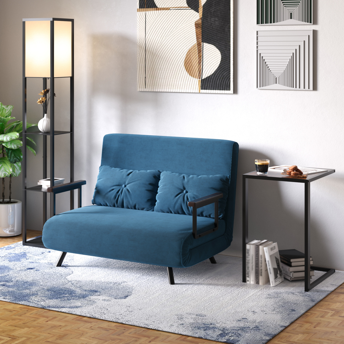 HOMCOM Shelf Floor Lamp with 4-Tier Open Shelves – Living Room & Bedroom Lighting, 160cm, Black & White