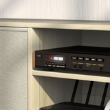 HOMCOM Modern TV Cabinet Stand with Two Removable Fabric Drawers and Shelves – Bedroom Media Unit, Natural