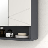 kleankin Wall Mounted Bathroom Storage Cupboard with Mirror and Shelf, Light Grey
