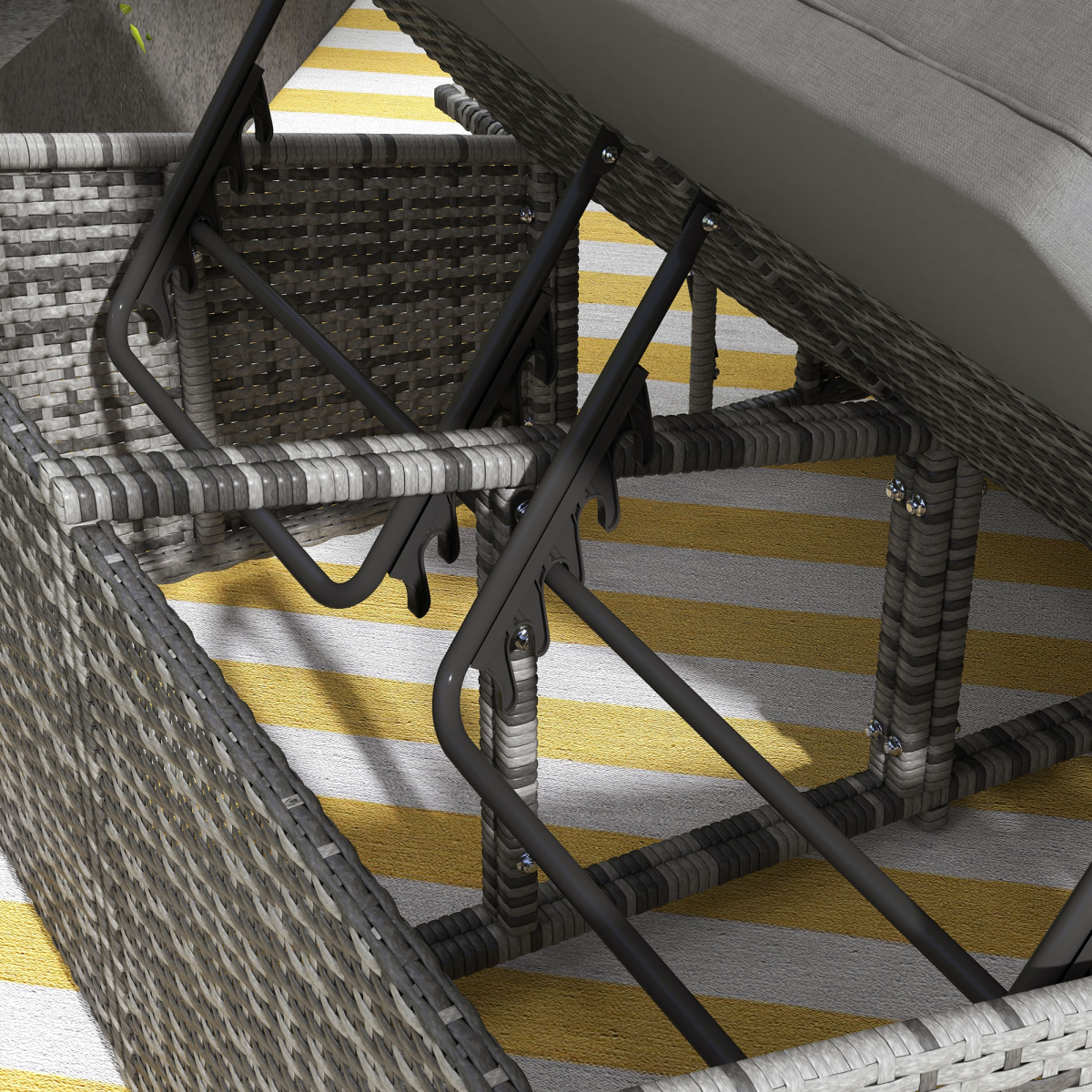 Outsunny Rattan Sun Lounger dimensions diagram