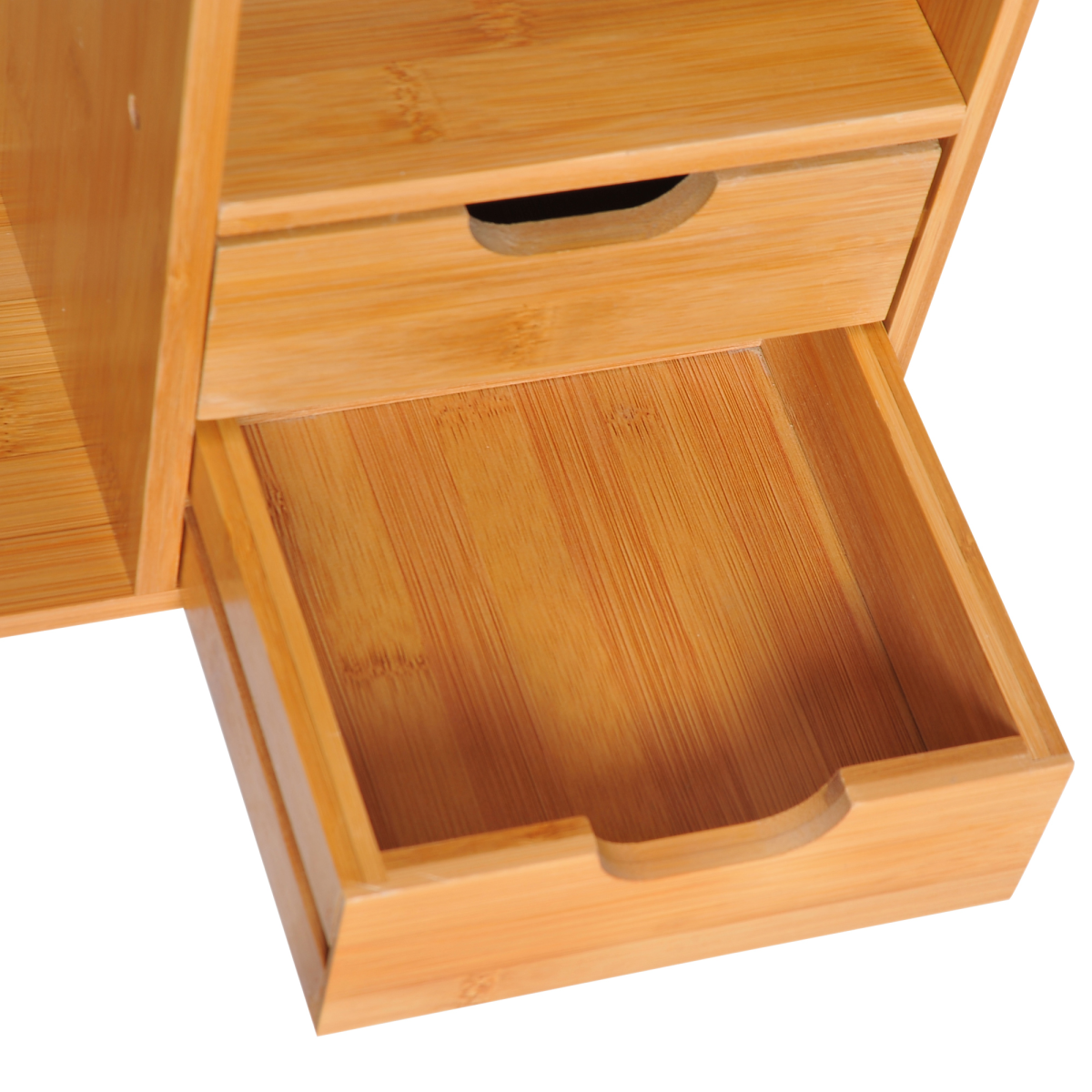 HOMCOM Bamboo Desk Organiser with 2 Drawers and 2 Cube Storage, 180 Degree Rotatable – Desktop Bookshelf