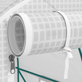 Outsunny 2 x 2.5m Polytunnel Greenhouse with Roll-Up Door and Mesh Windows, Steel Frame, PE Cover, White