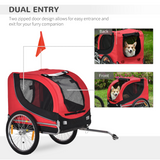 Pawhut Dog Bike Trailer with Reflectors, Flag & Safety Anchor – Pet Carrier for Small and Medium Dogs