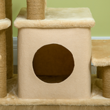 PawHut 4-Step Dog Stairs for Bed with Cat House & Detachable Cover – Pet Steps, Beige