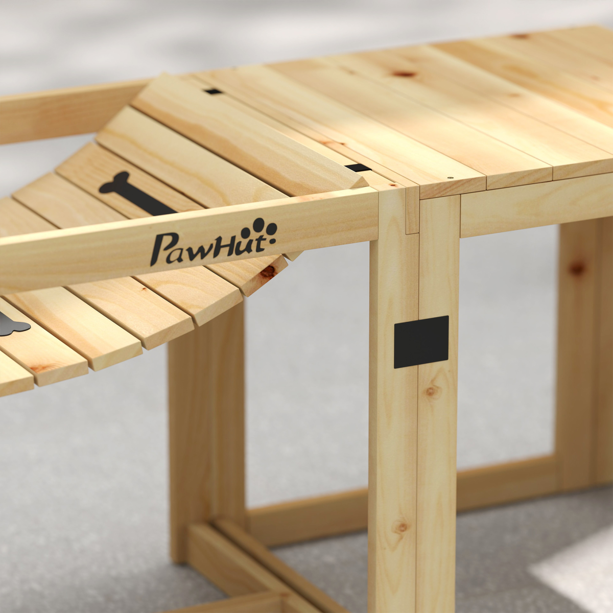PawHut 3-Piece Wooden Dog Agility Training Set with Soft Bridge, Pause Platform & Ladder – Natural Wood