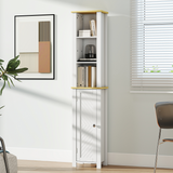 kleankin Slim Bathroom Storage Unit with Open Compartment and Adjustable Shelf – Narrow Cabinet, White