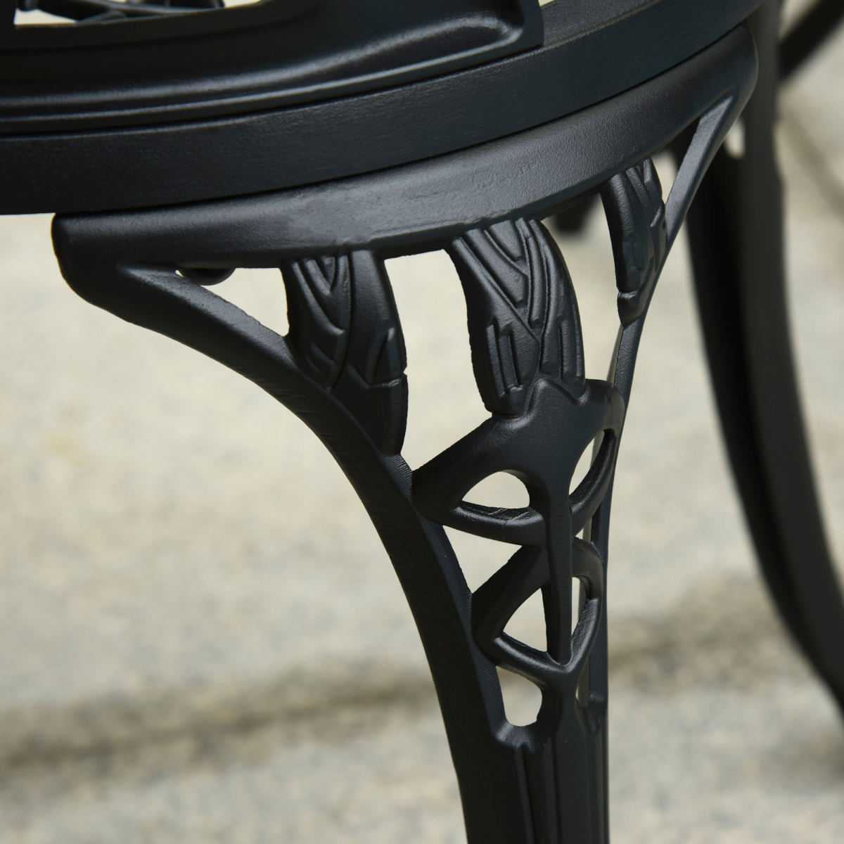 Outsunny 3-Piece Aluminium Bistro Set with 2 Chairs, Round Table & Umbrella Hole – Tulip Design Garden Furniture, Black