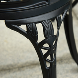 Outsunny 3-Piece Aluminium Bistro Set with 2 Chairs, Round Table & Umbrella Hole – Tulip Design Garden Furniture, Black
