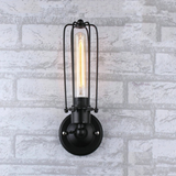 LEDSone Industrial Long Cage Wall Light with Adjustable Arm & E27 Holder – Matte Black Metal Wire Sconce