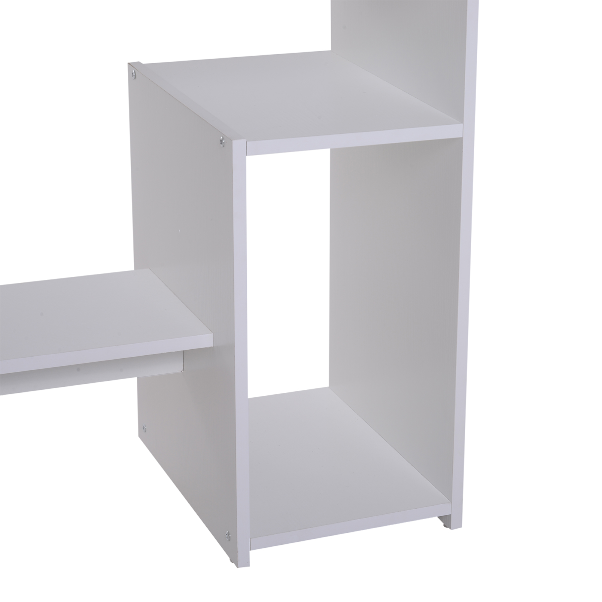 HOMCOM Compact Computer Desk with Slide-Out Keyboard Tray and Two Shelves – Melamine Home Office Desk, White