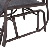 Outsunny Set of 2 Glider Rocking Chairs with Tempered Glass Table, Steel Frame – Garden Patio Set, Grey