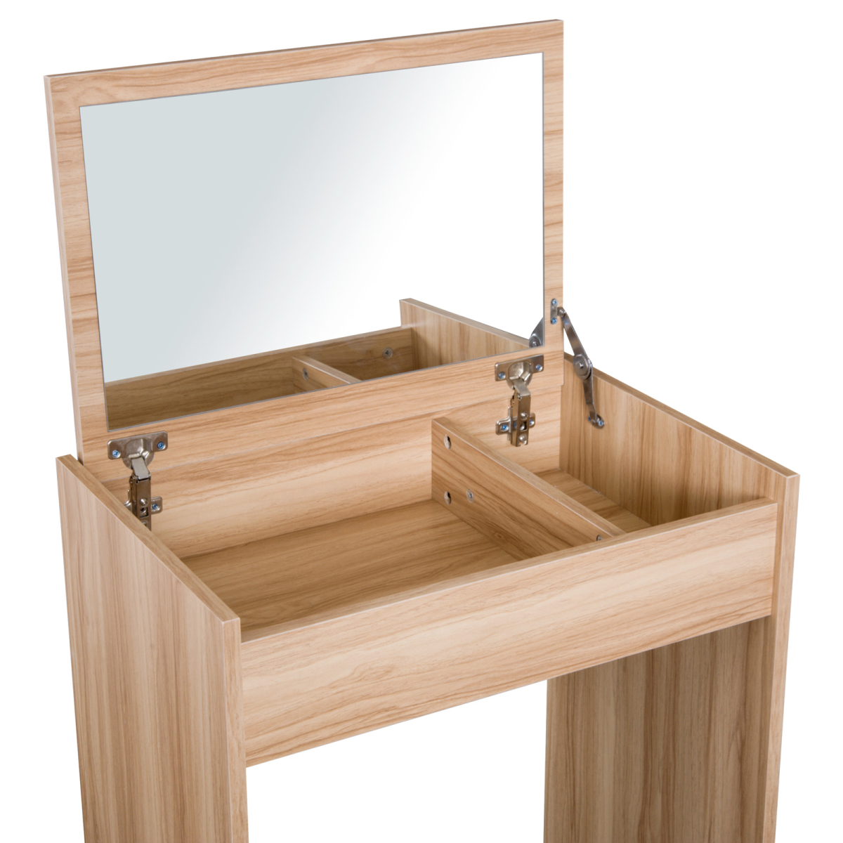 HOMCOM Dressing Table Set with Flip-Up Mirror and Padded Stool – Wood, Hidden Storage