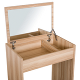 HOMCOM Dressing Table Set with Flip-Up Mirror and Padded Stool – Wood, Hidden Storage