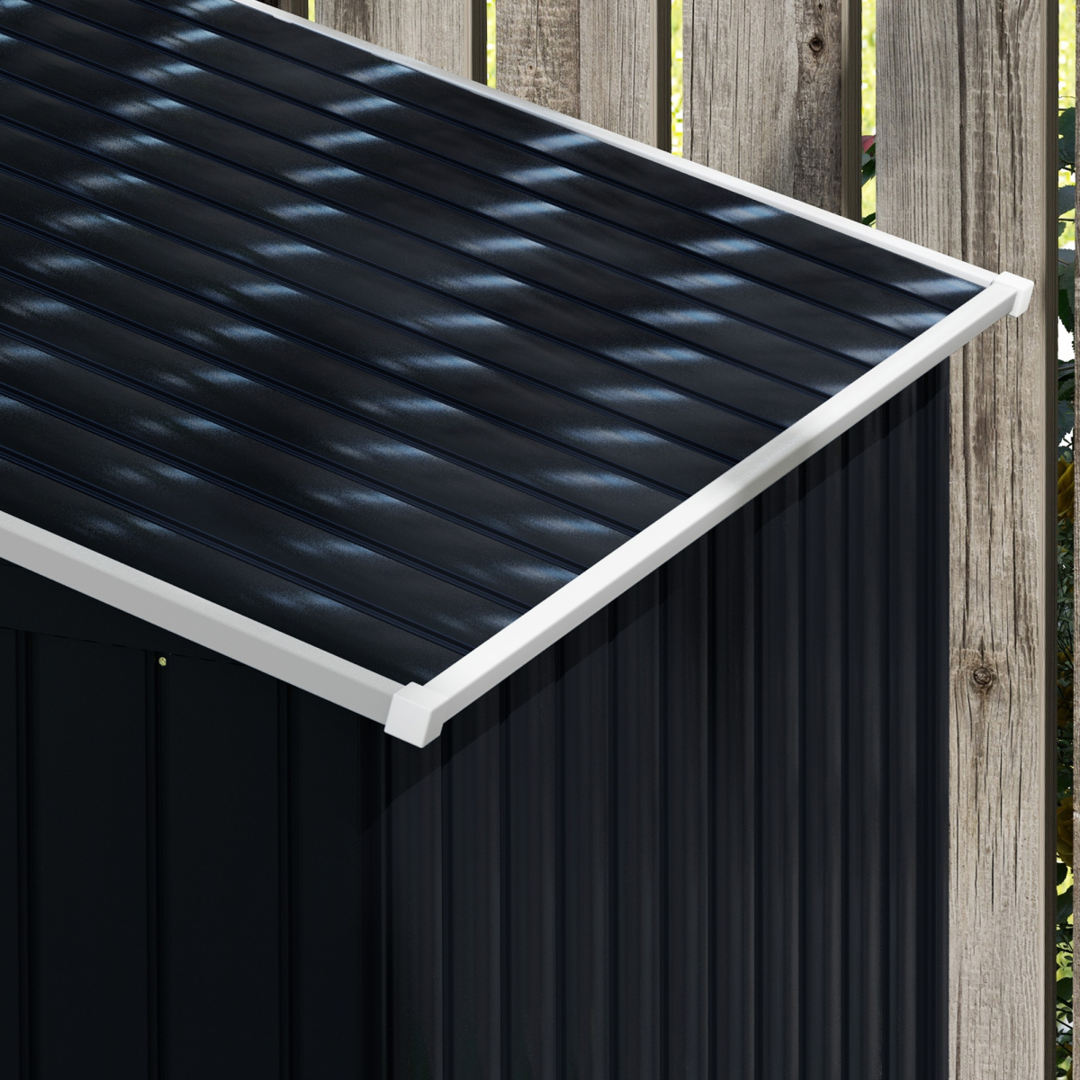 Outsunny 7 x 4ft Lockable Galvanised Steel Garden Shed with Sloped Roof & Foundation – Tool Storage, Grey