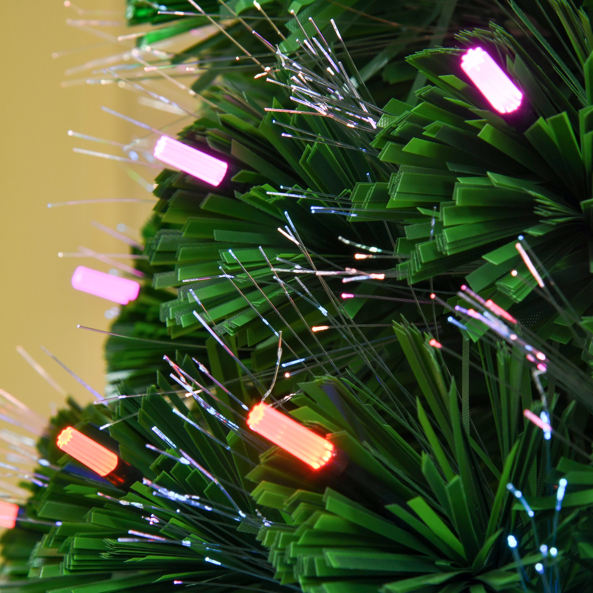 HOMCOM 5ft Pre-Lit Artificial Christmas Tree with 170 Multicoloured Lights, Star Topper & Folding Metal Base