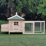 PawHut Wooden Chicken Coop with Nesting Box & Outdoor Run – Small Animal Cage for Backyard