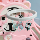 AIYAPLAY Kids Slide with Basketball Hoop and Basketball – Indoor Play Slide for 18-36 Months, Pink