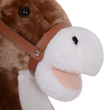 HOMCOM Kids Rocking Horse in Plush & Wood with Easy-Grip Handles and Footrest – Ride-On Rocker for Ages 3+