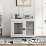 PawHut Dog Kennel End Table with Two Doors & Soft Cushion – Indoor Crate for Large Dogs, White