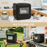 HOMCOM Countertop Dishwasher with Dual Water Supply & 5 Wash Cycles – Compact 4 Place Setting, Black