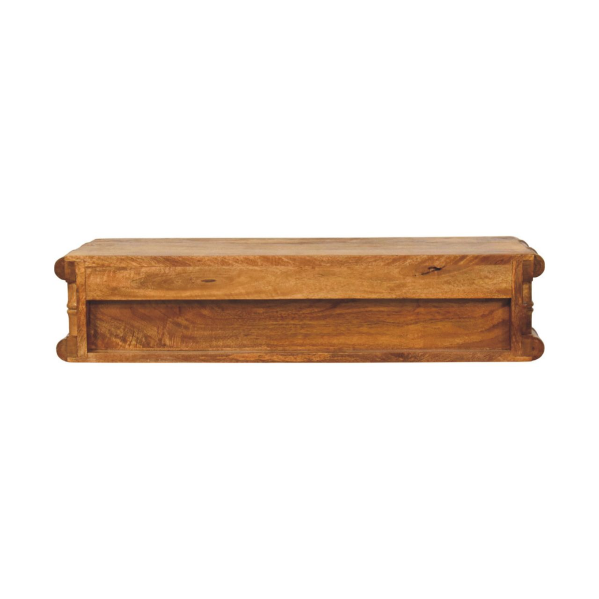 Artisan Furniture Solid Wood Bamboo Wall-Mounted Console, 2 Drawers – Amber Oak Floating Hallway Table, Brown