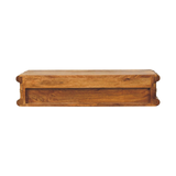 Artisan Furniture Solid Wood Bamboo Wall-Mounted Console, 2 Drawers – Amber Oak Floating Hallway Table, Brown