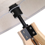 HOMCOM Rubberwood Tripod Floor Lamp with Fabric Shade – Stylish Living Room Lighting, Beige