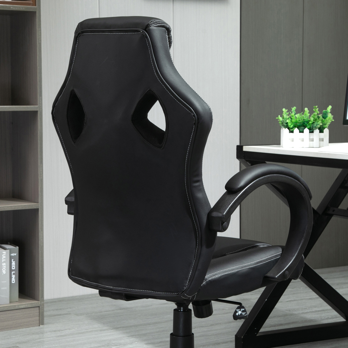 Vinsetto Executive Racing Gaming Chair with Adjustable Height and 360° Swivel – PU Leather Desk Chair, Black