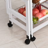 HOMCOM Extendable Drop Leaf Kitchen Island Trolley with Storage Shelves & Cabinet – White
