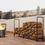 Outsunny Metal Firewood Rack with PE Cover, 0.6m³ Capacity – Outdoor Log Store, Dark Green