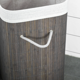 HOMCOM Bamboo Laundry Basket with Flip Lid and Removable Lining – Foldable Hamper, Grey