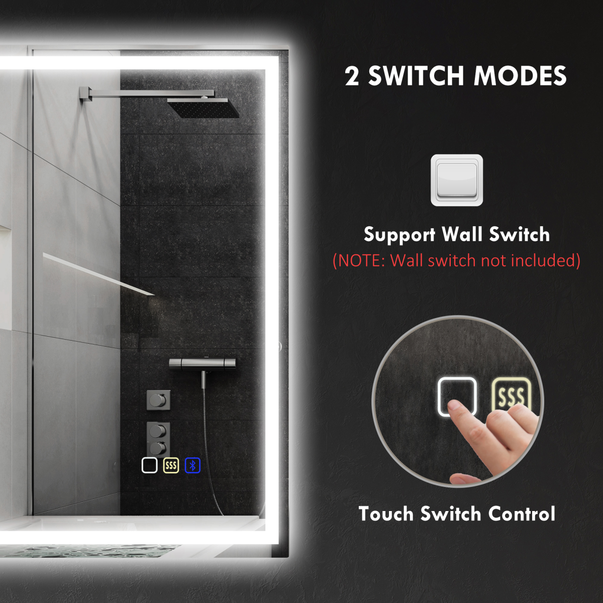 HOMCOM 70 x 50cm Bathroom Mirror with Bluetooth Speaker, LED Lights & Demister Pad – IP44, Silver Tone