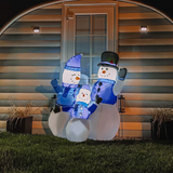 HOMCOM 4ft Inflatable Christmas Snowmen Family Trio with LED Lights – Indoor Outdoor Yard Decoration