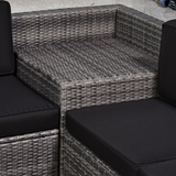 Outsunny Grey Rattan Sofa Set dimensions diagram