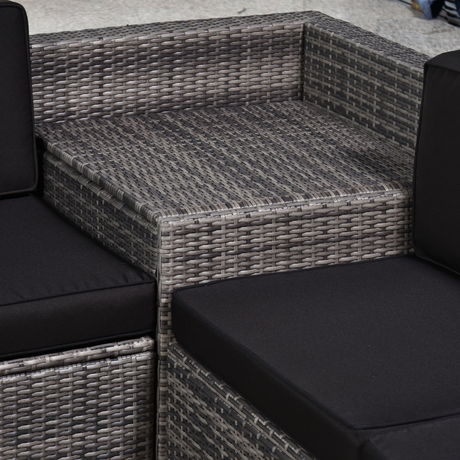 Outsunny Grey Rattan Sofa Set dimensions diagram